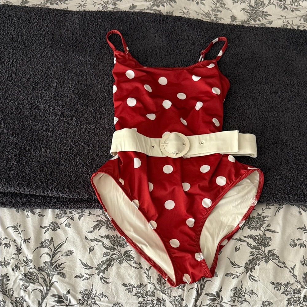 SOLID & STRIPED Red Polka Dot One Piece